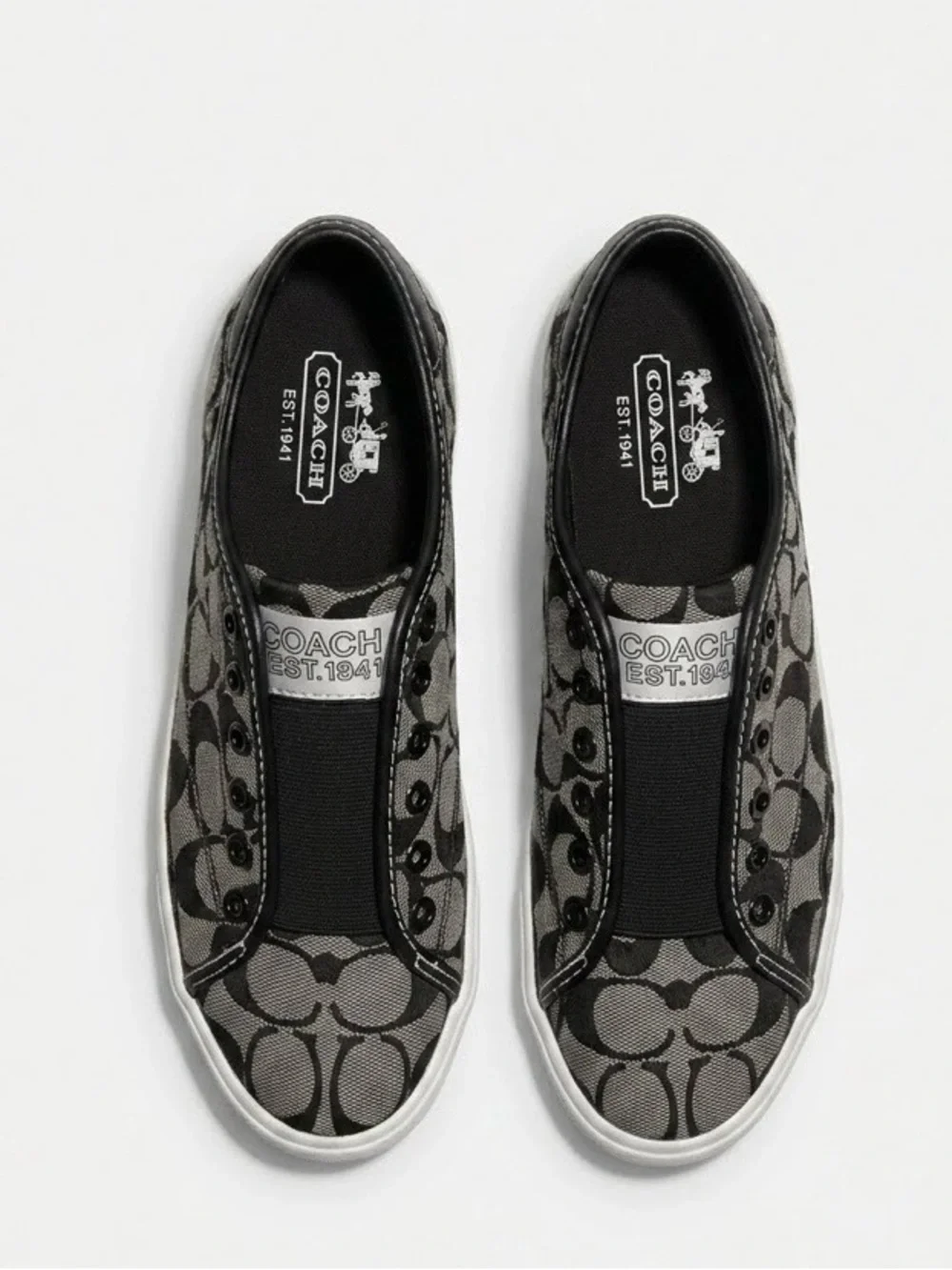 👠Coach Monogram Slip-On Sneakers in Black and Gray Size 5B